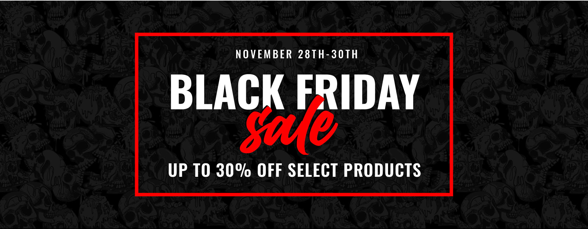 Black Friday sale banner with text on a dark background